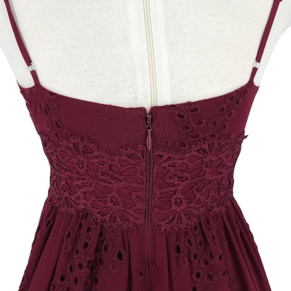 Gianni Bini Pants Romper Burgundy Lace Sleeveless Deep V Neck One Piece Jumpsuit - Picture 6 of 9